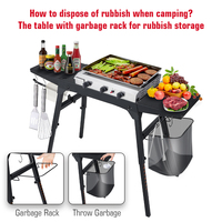 Table de barbecue extérieure Table de gril portable pliable pour support de plaque chauffante de 17 ou 22 pouces