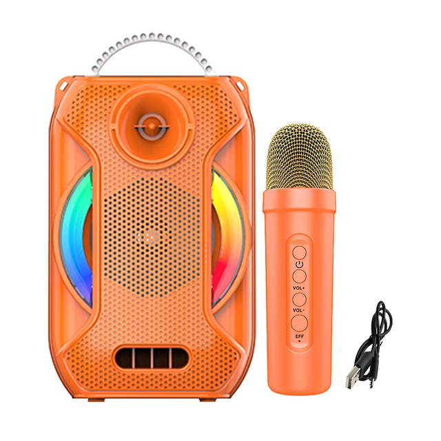 Macaron Color 4 Inch Portable Mini Karaoke Machine with 2 Microphone Party Home KTV Outdoor Wireless Speaker for Kids