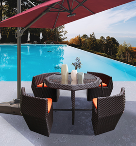Ensemble Table et chaises en rotin pour le <span class=keywords><strong>jardin</strong></span>, 4 places, mobilier d'extérieur, Patio en osier, offre spéciale - Product Image 2