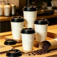 Gobelet à café compostable à double paroi, écologique, imperméable, de qualité alimentaire, pour les boissons à emporter des cafés, logo personnalisé