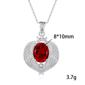 9 Colliers pendentifs ailes d'ange en pierre naturelle ovale 8*10mm vintage, en argent sterling 925 plaqué or noir, bijoux fins - Product Image 6