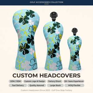 Housse de tête de club de golf en cuir PU avec logo personnalisé, broderie, fabrication OEM, vente en gros, ensemble pour driver, fairway et hybride - Product Image 1