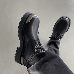 Chaussures décontractées en cuir véritable pour hommes, Derby avec semelle épaisse, respirantes et confortables QS111E97 - Product Image 3