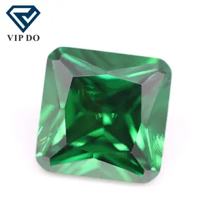 3*3-12*12Mm L-green/Emerald Green Square Cut Bentuk Sudut Kubik Zirkonia Batu Permata Sintetis Potongan Bersegi Sudut Persegi Batu CZ