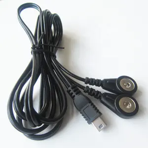Kabel Kawat Timbal Elektroda Elektroterapi Kustom, USB Mini untuk Puluhan Elektroda Snap Kabel Medis