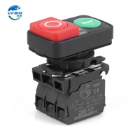 LVBO LB-XB5-AL8425 Sakelar Tombol Tekan Ganda Berlampu dengan Lampu Pilot Merah-Hijau ON/OFF 1NC IP53 6V-380V 22mm Momentary