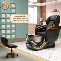 Fauteuil de pédicure électrique en cuir Mason 2026 avec lampe LED 7 couleurs et ensemble spa – Siège inclinable réglable de luxe pour salon de manucure et pédicure, marque Mason