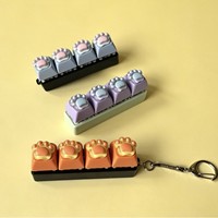 Porte-clés Clavier Anti-stress Lumineux LED en Silicone Souple, Design Chat Mignon à 4 Touches, Jouet Décompression, Cadeau Promotionnel, Vente en Gros