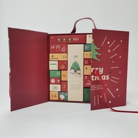 Boîte de calendrier de l'avent personnalisée en couleur pleine, gaufrée, laminée mat, avec doublure en éponge pour l'emballage de cadeaux de Noël, de bijoux et de produits de beauté
