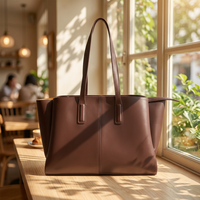 Sac fourre-tout marron grande capacité pour femme, sac à bandoulière rétro en cuir PU, logo personnalisé pour le shopping quotidien et les voyages