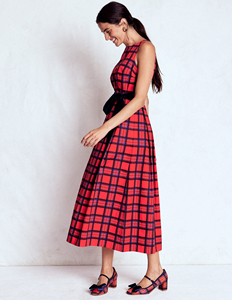 Clothing Manufacturer Low Moq High Quality O Neck Sleeveless <strong>Red</strong> Plaid <strong>Tartan</strong> Maxi Long <strong>Dress</strong> with Belt Oem Custom for <strong>Women</strong> - Product Image 5