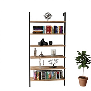 Bookshelf Industrial Bookshelf 6 Tier Bookshelf Metal Wood Bookshelf <b>Freestanding</b> Bookshelf Open Bookshelf Display <b>Shelf</b> Storage - Product Image 1
