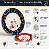 Services de table de Noël en porcelaine fine, 4 pièces, assiettes gigognes à bord doré, vaisselle de luxe pour les fêtes, pour restaurants et hôtels