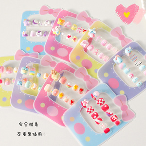 Lot de 12 ongles à presser pour enfants de 3 à 6 ans, pour filles, adhésifs en gelée non toxiques, détachables et étanches, ensemble de <span class=keywords><strong>faux</strong></span> ongles - Product Image 6