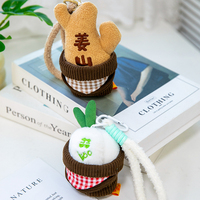 Vente en gros et au détail : Adorable porte-clés en peluche doux en forme de plante en pot (ail et gingembre) avec pot détachable, pour sac à dos