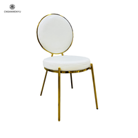 Chaise de banquet de mariage en plein air en acier inoxydable doré, chaise de salle à manger rembourrée avec pieds coniques pour la location d'événements en hôtels et restaurants