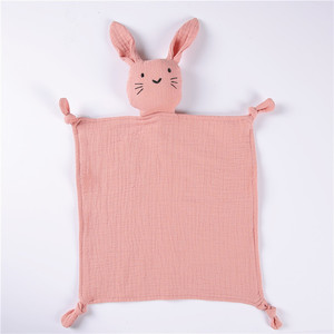 Lovey Animal lapin <span class=keywords><strong>chat</strong></span> sécurité couverture en mousseline biologique sommeil anneau de dentition couette apaisante mignon lapin bébé jouet couverture - Product Image 4