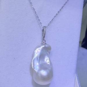 Collier pendentif en perles baroques pour femmes, 13-19mm, argent pur avec un design délicat de gouttelettes d'eau - Product Image 5