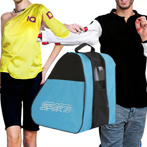 Mochila Deportiva Azul y Negra de Nailon 600D, Capacidad de 30-40L, Diseño Ventilado para Almacenamiento de Patines y Casco - Product Image 3