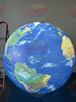 Globe terrestre géant gonflable en PVC hermétique de 2m, 3m, 4m, avec logo personnalisé et éclairage LED