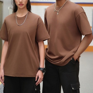 Gray Oversized O-Neck T-Shirt Heavyweight Knitted Cotton Blend <b>Blank</b> Streetwear Casual Mens Tee - Product Image 3