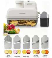 Migecon Robot culinaire multifonctionnel 220V automatique pour fruits et légumes, avec fonctions de découpe, de tranchage, de râpage et de gaufreur électrique