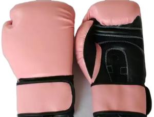 Custom Logo Pink Leather Boxing Gloves <b>Velcro</b> Training Gloves in 12oz and 16oz Sizes for MMA & Taekwondo - Product Image 3
