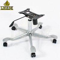 Pièces de base de chaise à 5 branches en acier métallique avec revêtement gris argenté pour usage domestique et bureautique