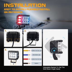 OVOVS Feux LED tout-terrain de 4 pouces avec fonction double côté solide/stroboscopique, feux LED latéraux pour camion à charrue, VTT, UTV, SUV 4x4 - Product Image 4