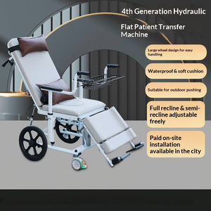 Fauteuil roulant de transfert de patient, hauteur réglable, léger, pliable, en acier au carbone, pour personnes handicapées, mobilité, réadaptation médicale, thérapie - Product Image 1