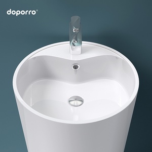 Lavabo a <span class=keywords><strong>colonna</strong></span> autoportante in pietra artificiale Doporro, design moderno e minimalista, per hotel e pensioni in Germania - Product Image 2