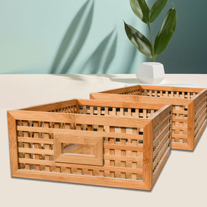 Youlike Natural Frame <b>Rattan</b> Storage <b>Basket</b>,Bamboo Storage Wooden Storage Trays Fruit <b>Basket</b>,Storage Box Stationery - Product Image 3