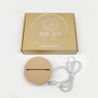 Socle lumineux en bois avec plaques acryliques transparentes et support d'affichage de lampe à illusion 3D, alimentation USB, lumières multicolores