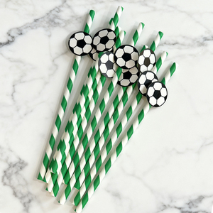 Pailles en papier jetables sur le thème de la Coupe du Monde de football, de baseball et de basketball, pailles en carton avec thème sportif décoratif - Product Image 1