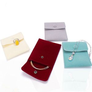 In Stock Jewelry Pouch Packaging Bag Soft Velvet Gift Bracelet Necklace <b>Earrings</b> Rings <b>Storage</b> Button Velvet Bag Custom Logo - Product Image 1