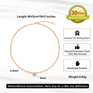 Collar Gargantilla RINNTIN GPN103 con Colgante de Circonita Cúbica de 5A y Perla Cultivada de Agua Dulce Rosa para Mujer - Product Image 2