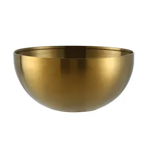 High Quality Golden Silver Korean Stainless Steel Mixing Bowls polished metal sustainable salad bowl For Restaurant Home