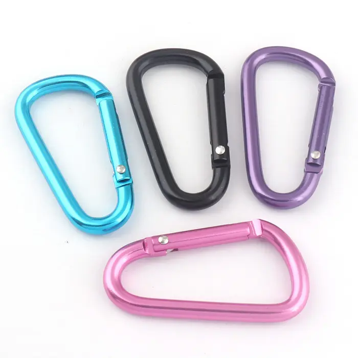 4-रंग एल्यूमीनियम Keychains 38mm Carabiners डी के छल्ले चाबी का गुच्छा के लिए Carabiner हुक क्लिप वसंत तस्वीर हुक क्लिप झूला carabiner