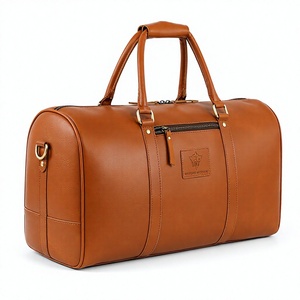 Premium Leather Duffel <b>Bag</b> for Men Travel Weekender <b>Overnight</b> Gym Carry On Luggage with Shoulder Strap - Product Image 1