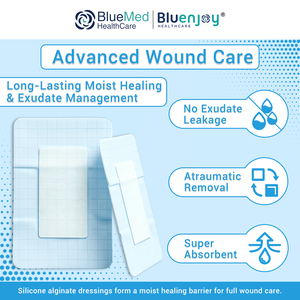 Apósito de <span class=keywords><strong>alginato</strong></span> de silicona Bluenjoy súper absorbente para el cuidado de heridas, dispositivo médico desinfectante EOS, certificado CE, 3 años de vida útil - Product Image 4