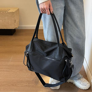 2024新款女式大容量斜挎包多口袋大学生手提包带拉链<span class=keywords><strong>PU</strong></span>拼接尼龙肩包 - Product Image 5