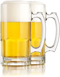 Heavy Large 1 Litre Beer Glass Mug with Handle, Style Extra Large Glass Beer Stein Super Mug