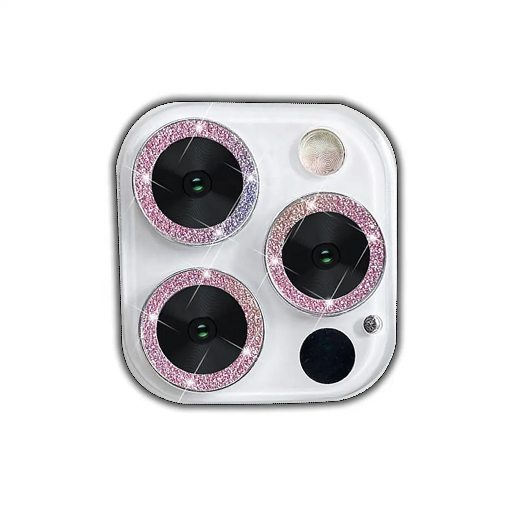 cell phone mobile lens camera colorful shining diamond lens screen protector for iPhone 13 pro max 12 mini series models