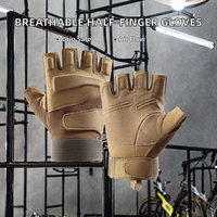 Gants tactiques en cuir mi-doigts, chauds, durables, imprimés HD, unisexes, fermeture auto-agrippante, pour la chasse, le tir, le cyclisme