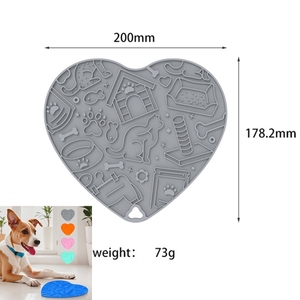 Heart-Shaped Silicone Pet Lick <b>Mat</b> for Dogs & <b>Cats</b>, Slow Feeder with Suction Cup, Anti-Choking & Anxiety Relief Food Puzzle Pad - Product Image 1