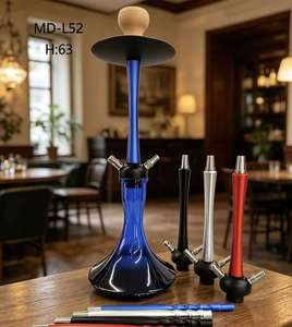 Modern Aluminum Alloy <b>Hookah</b> Set 2 Port Shisha Water <b>Pipe</b> Kit with Glass Base Gift Box for Bar and Travel - Product Image 2