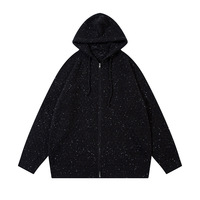 Automne hiver nouveau respirant à manches longues Cardigan pull à capuche coréen frais Simple velours tricoté unisexe fermeture à glissière