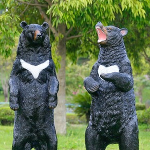 Escultura de oso negro para exteriores L002 FRP, decoración de parque de jardín, Animal realista, espacio público, paisaje de zoológico, patios privados, estatuas de arte - Product Image 3