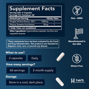 Capsules de TONGKAT ALI, booster d'énergie, marque privée OEM/ODM, comme complément alimentaire pour hommes, nutrition sportive pour adultes - Product Image 2