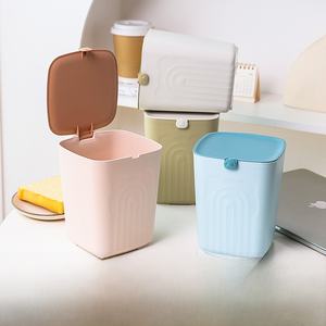 Office desktop trash can with lid creative for home bedside desktop <b>storage</b> bucket living room garbage <b>basket</b> <b>storage</b> box - Product Image 5